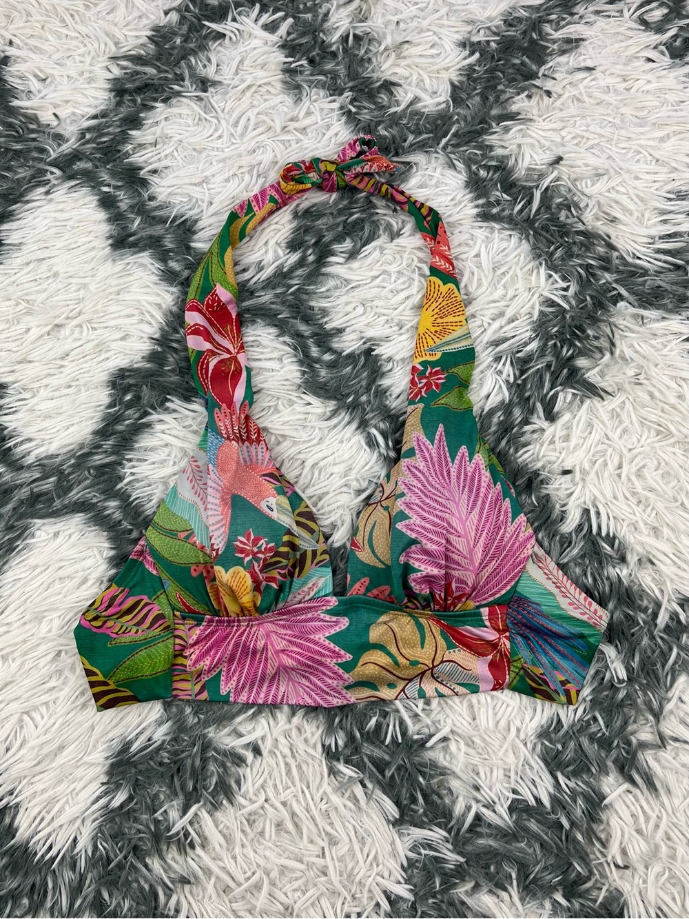 Gibson & Latimer Women’s Tropical Multi-color Floral Halter Bikini Top Size XS